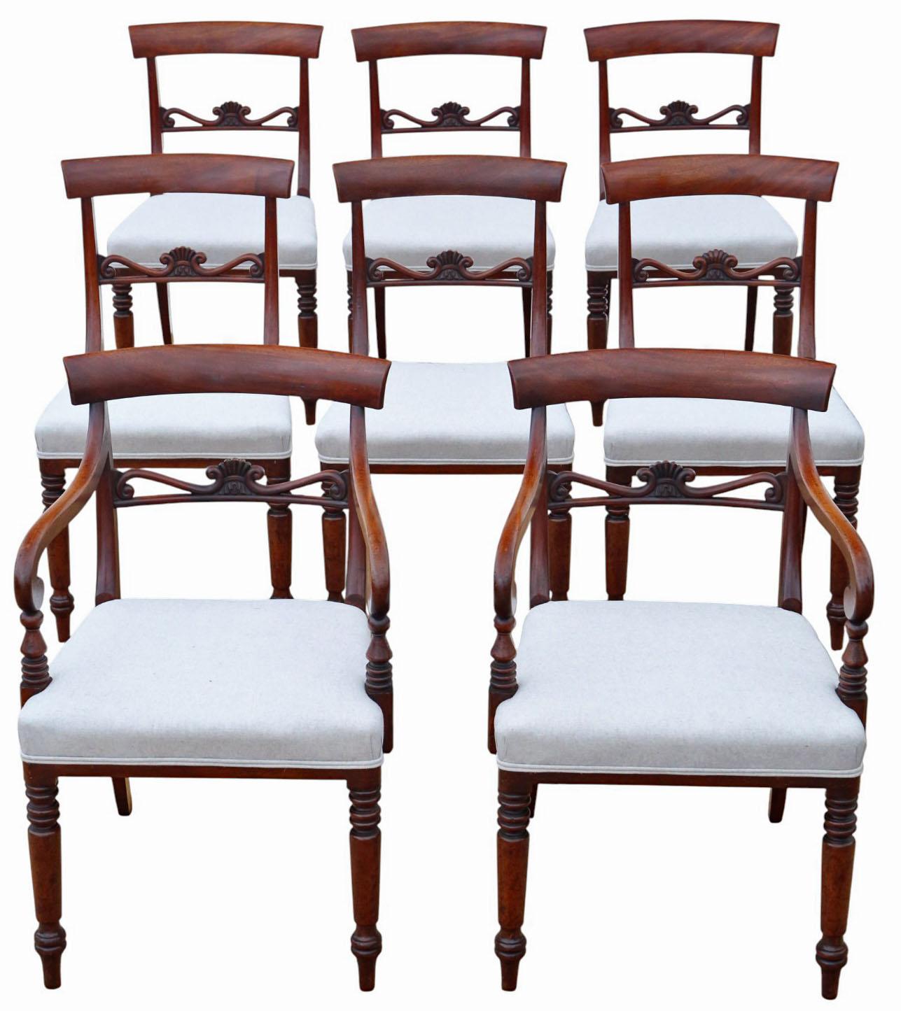 Antique c.1825 Fine Quality Set of 8 Mahogany Dining Chairs (6+2) – 19th Century