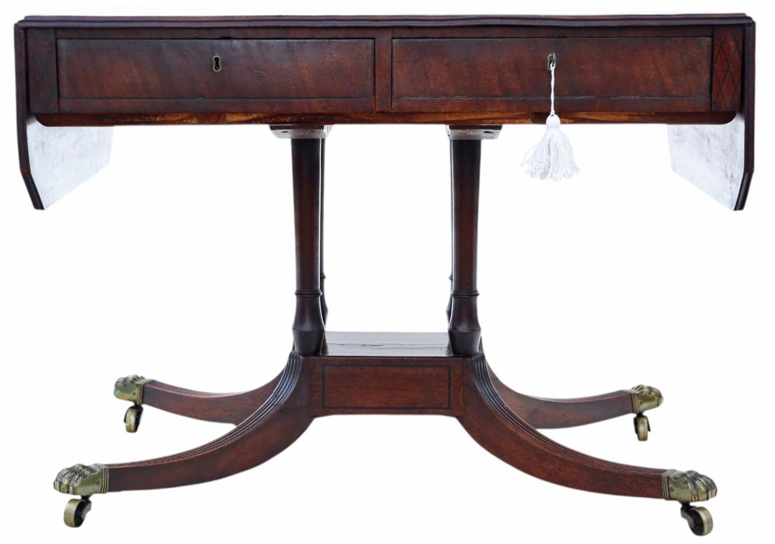 Antiguo c.1825 Regencia Mesa de Comedor Sofá de Caoba con Pedestal Calidad Siglo XIX en Bueno estado para la venta en Wisbech, Cambridgeshire
