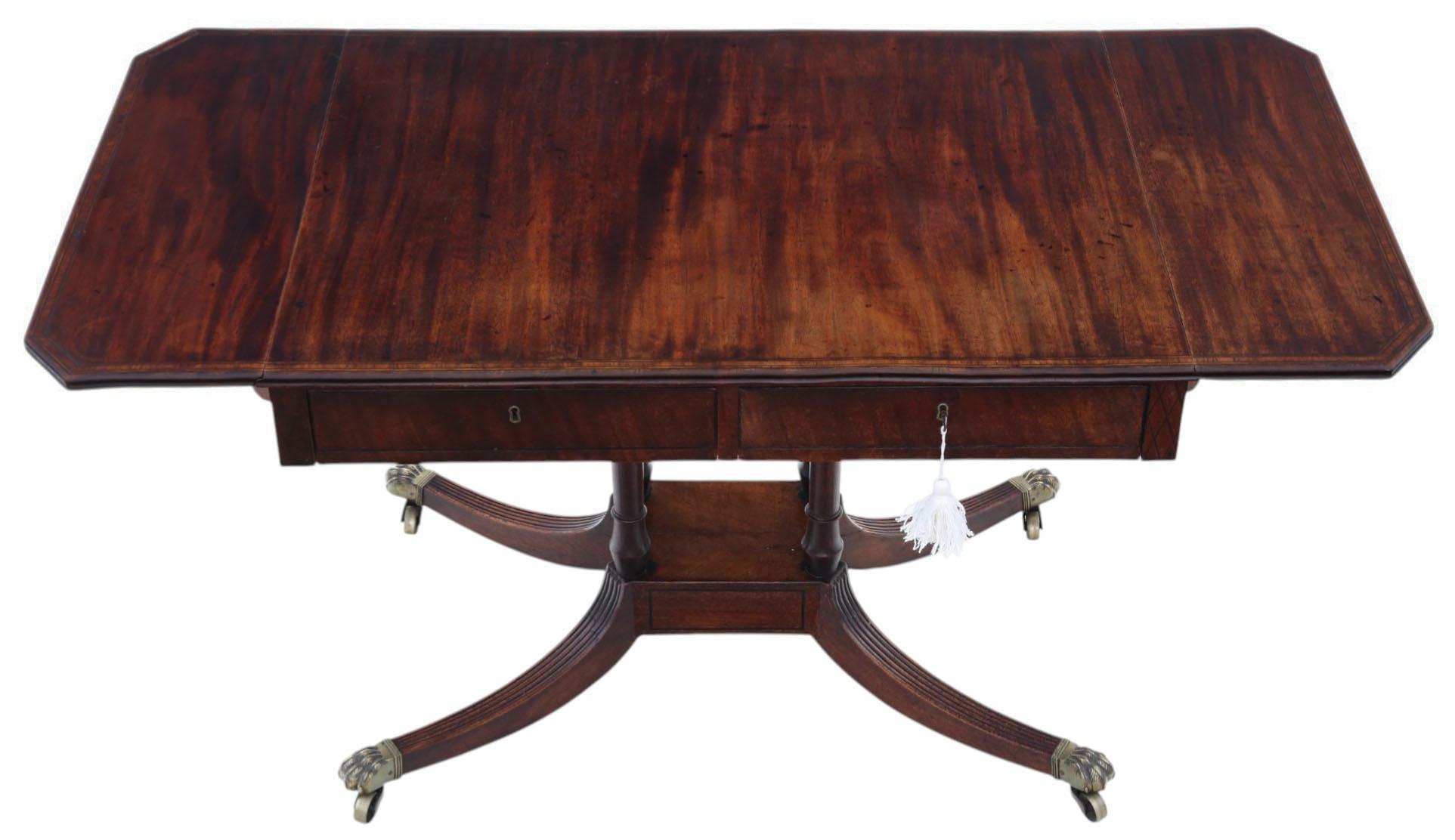 Antiguo c.1825 Regencia Mesa de Comedor Sofá de Caoba con Pedestal Calidad Siglo XIX siglo XIX en venta