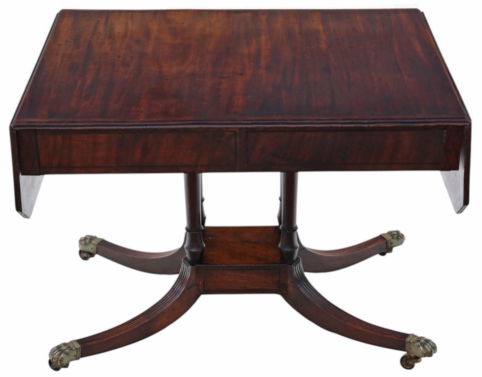 Antiguo c.1825 Regencia Mesa de Comedor Sofá de Caoba con Pedestal Calidad Siglo XIX en venta 2