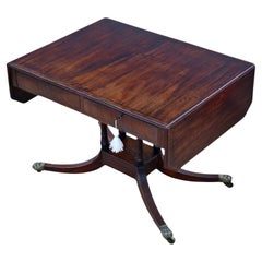 Antiguo c.1825 Regencia Mesa de Comedor Sofá de Caoba con Pedestal Calidad Siglo XIX