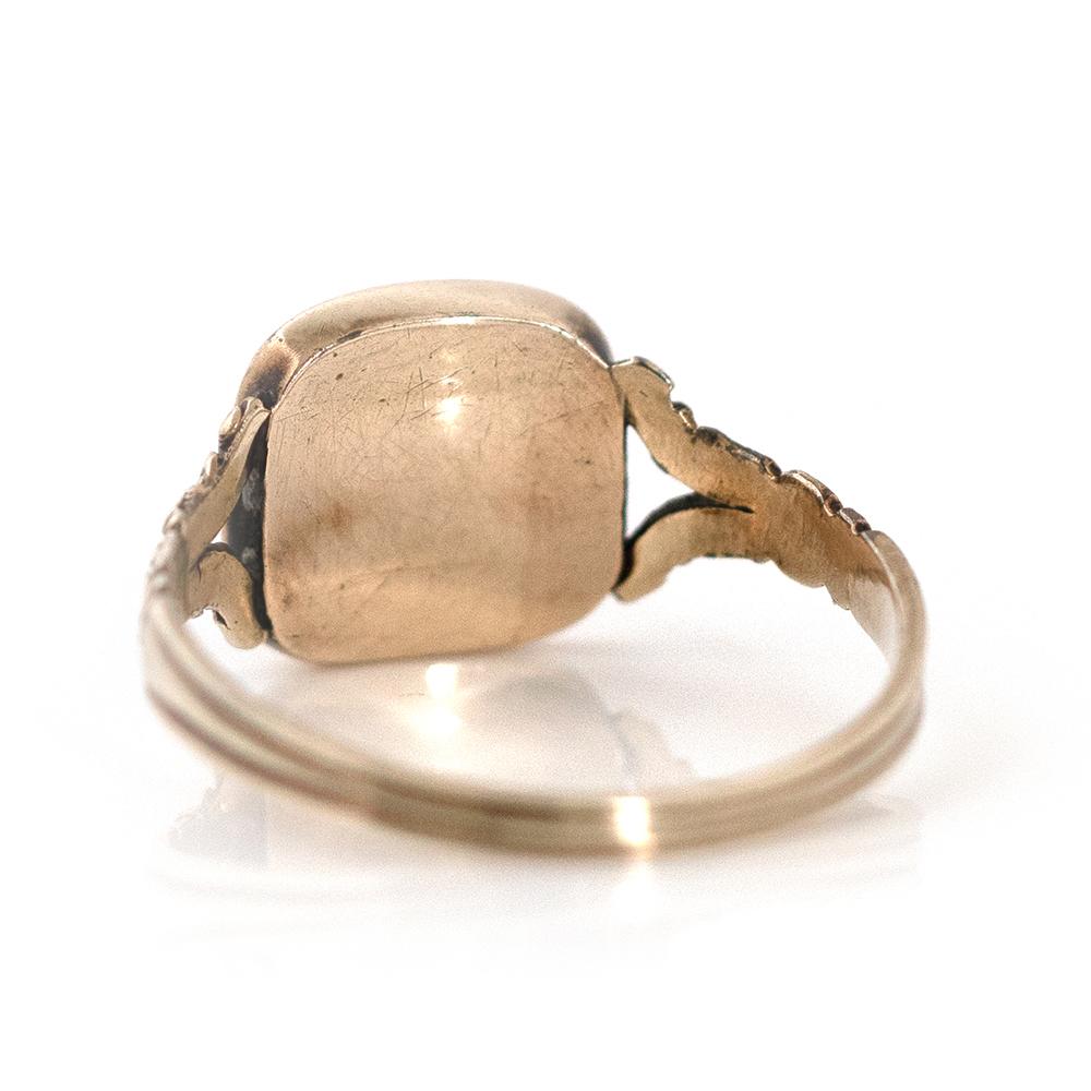 Antik ca.1860-1880 Viktorianischer Gold-Emaille-Trauerring für Damen oder Herren im Angebot