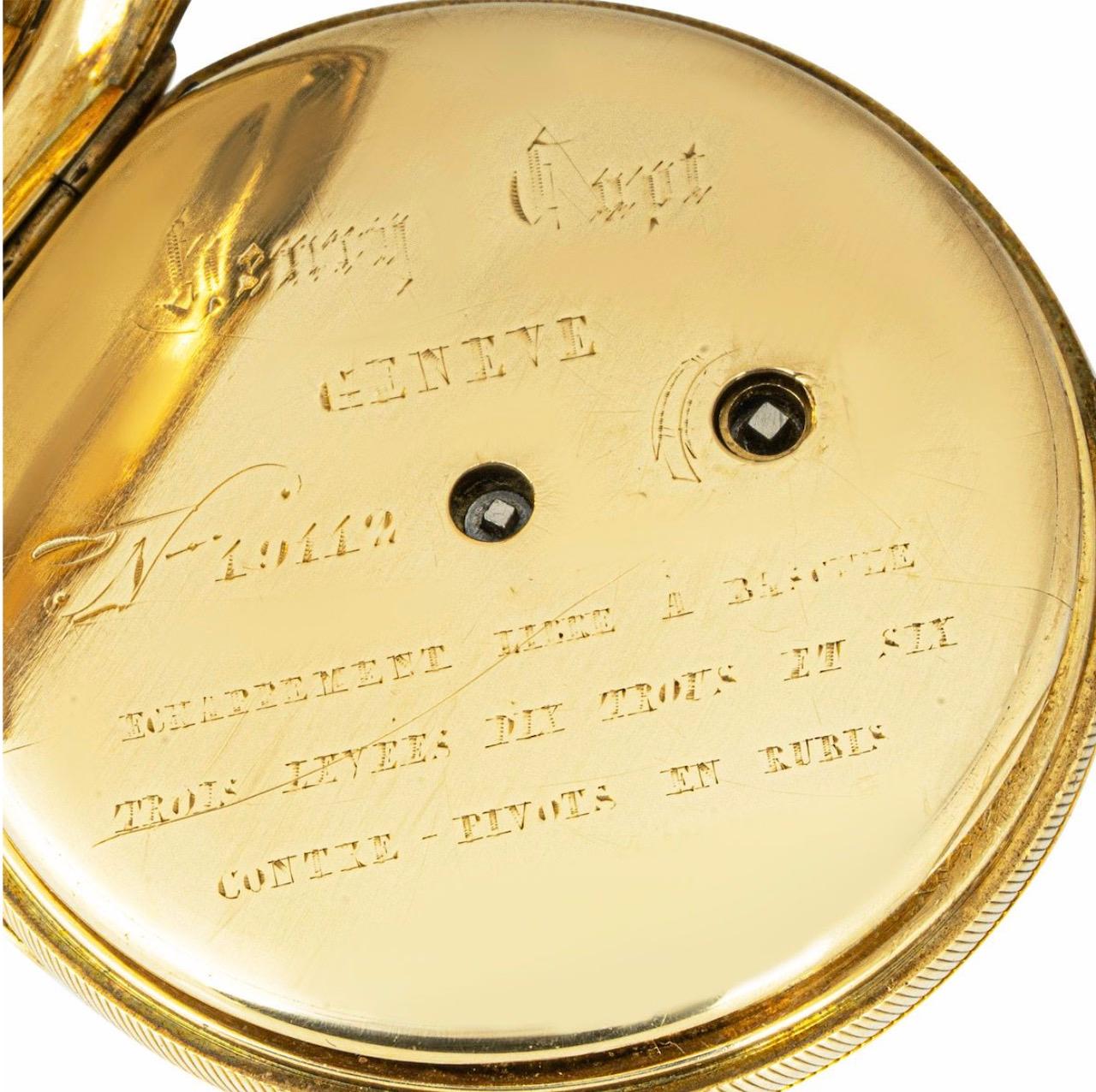 Men's Antique C1860 Henry Capt Rare YG Keyword Open Face Pivoted Detent Pocket Watch For Sale