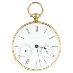 Henry Capt Montre de poche vintage à cadran ouvert et pivotant avec mot de passe YG, rare, C1860