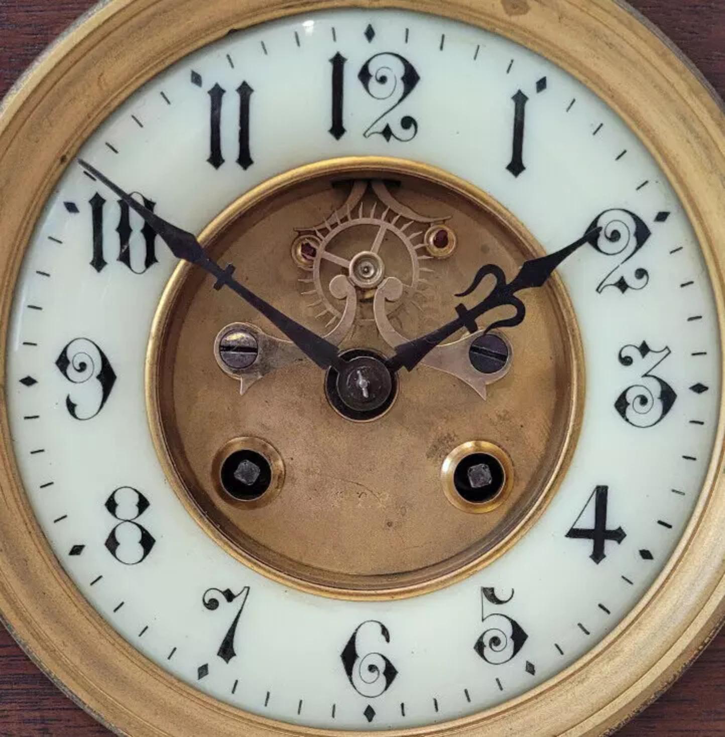 19th Century Antique c1860’s French “Japy Frères” Chiming Clock with Visible Brocot Movement For Sale