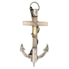 Antique c.1870s Victorian Agate Anchor Brooch & Pendant