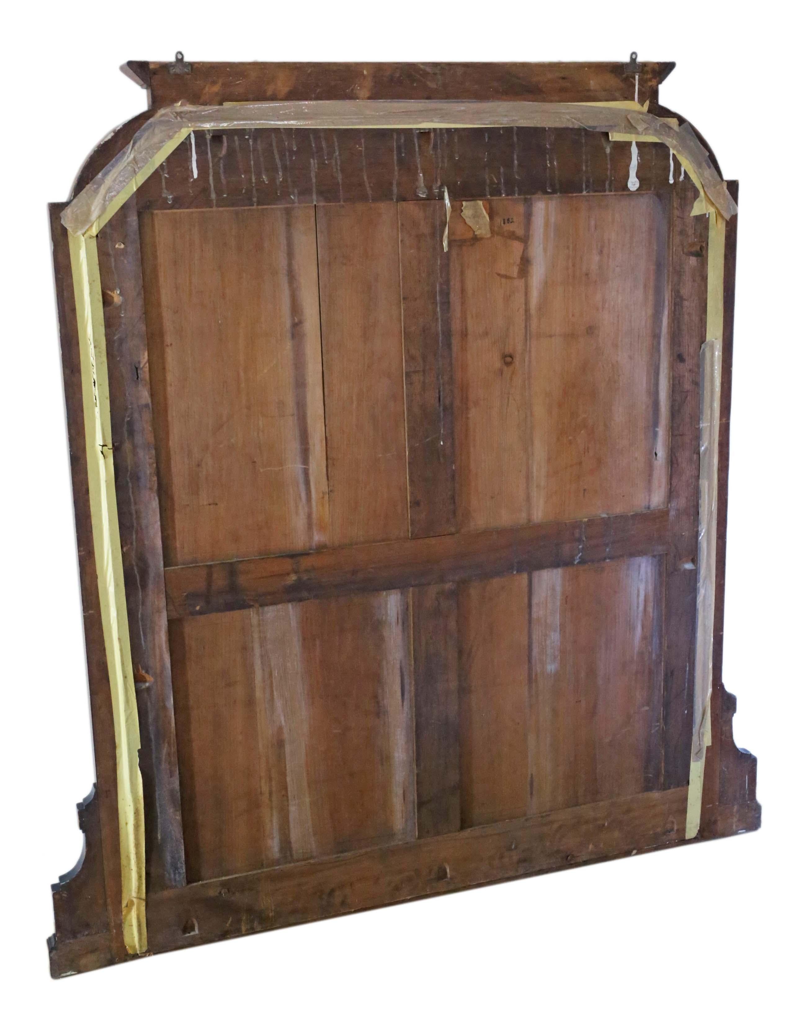 Antique C1880 Aesthetic Burr Walnut and Ebonised Overmantle Wall Mirror Large For Sale 3