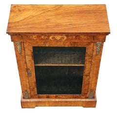 Antique C1880 Quality Inlaid Burr Walnut Pier Display Cabinet C1880
