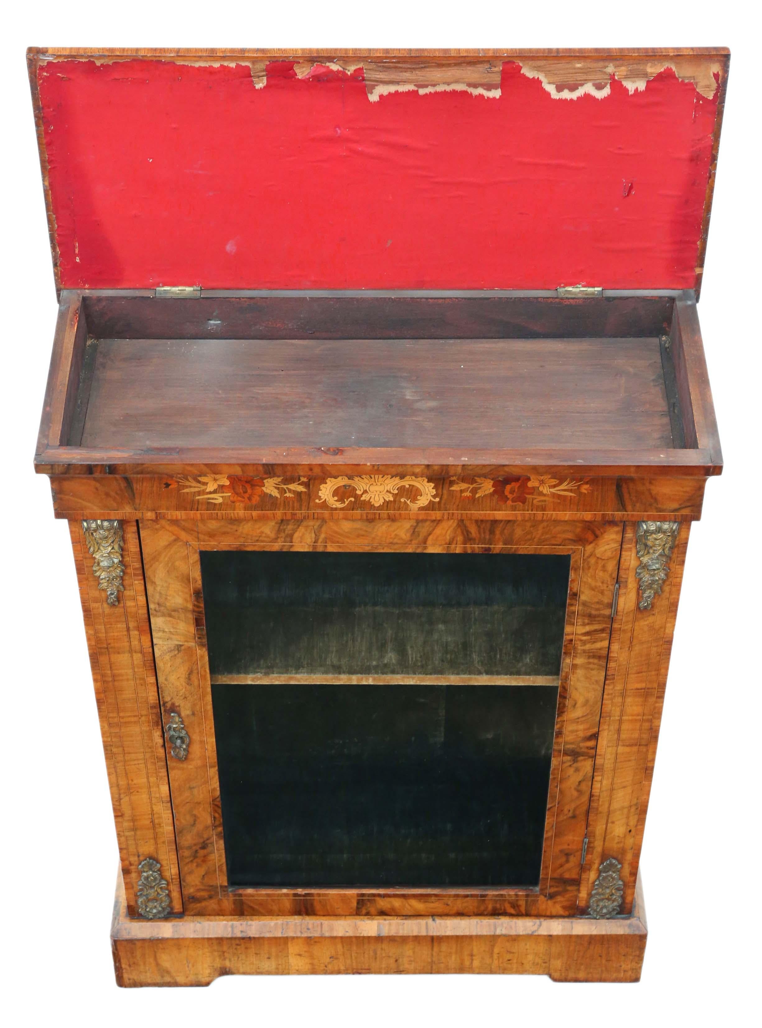 Antique C1880 Quality Inlaid Burr Walnut Pier Display Cabinet C1880 In Good Condition For Sale In Wisbech, Cambridgeshire