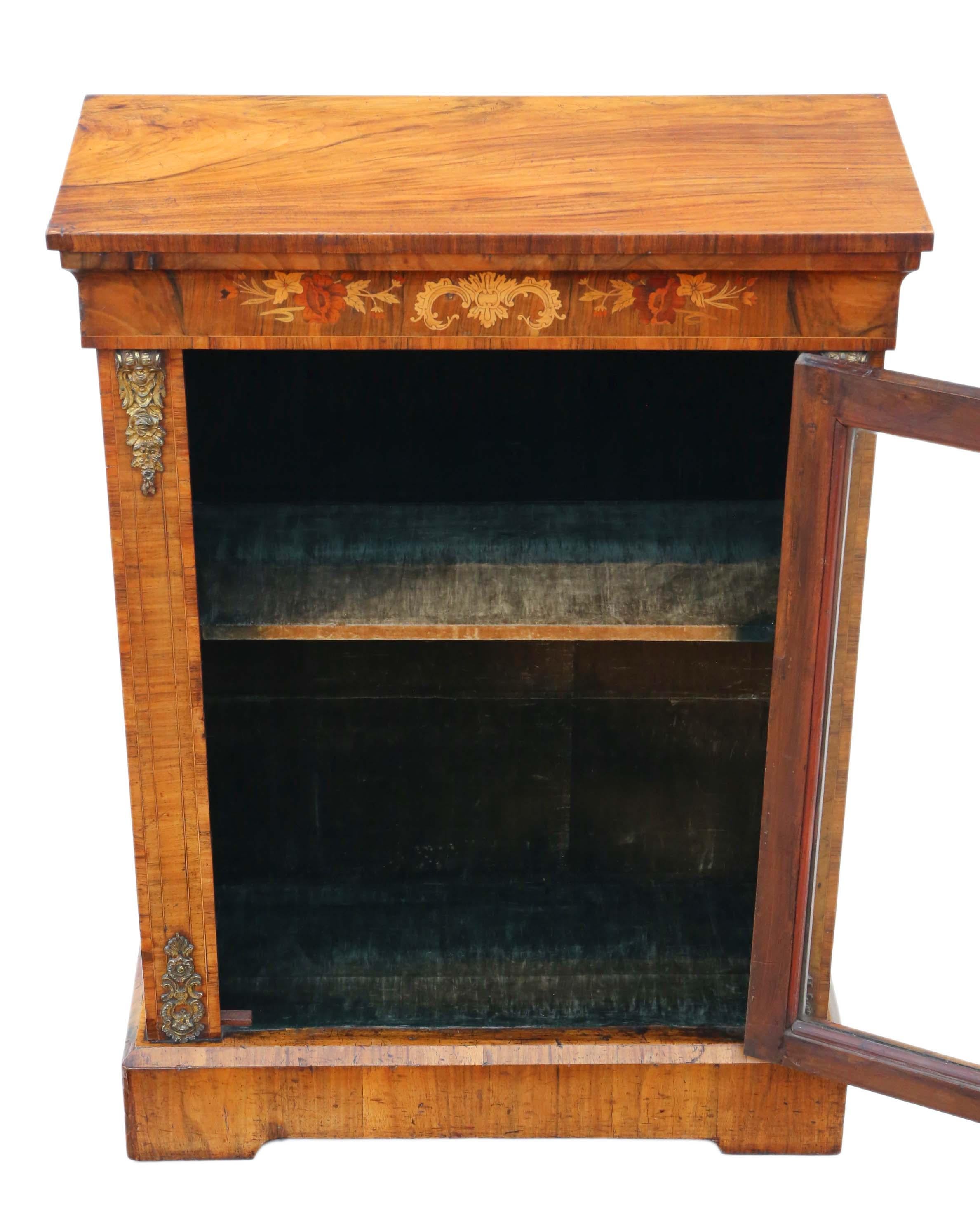 19th Century Antique C1880 Quality Inlaid Burr Walnut Pier Display Cabinet C1880 For Sale