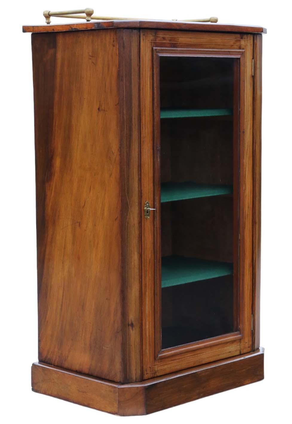 Antique C1880 quality inlaid walnut music pier display cabinet In Good Condition For Sale In Wisbech, Cambridgeshire