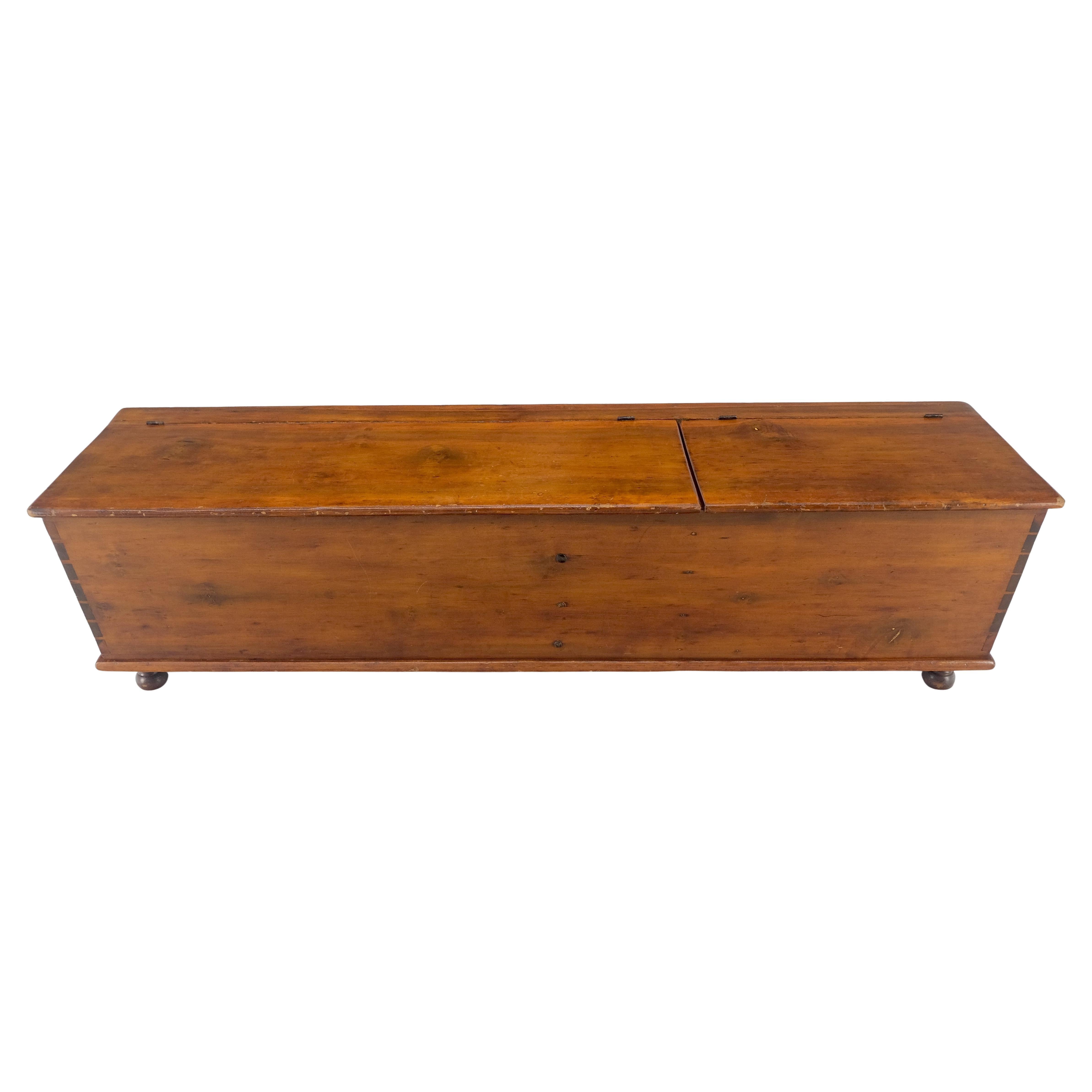 Ancienne boîte de rangement c1880 à double couvercle en forme de banc avec assemblage à queue d'aronde 