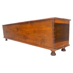 Ancienne boîte de rangement c1880 à double couvercle en forme de banc avec assemblage à queue d'aronde