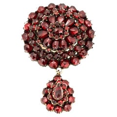 Antique c.1880s Victorian Garnet Cluster Brooch