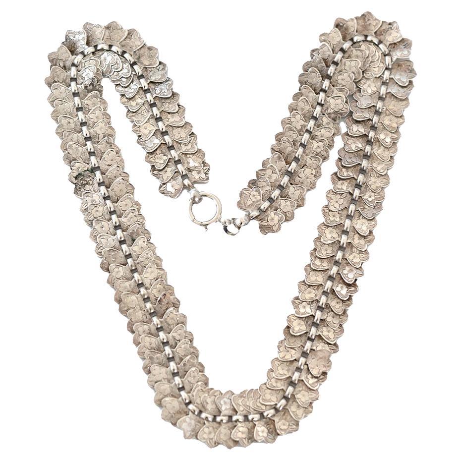 Antique c.1880s Victorian Silver Scalloped Collar Necklace