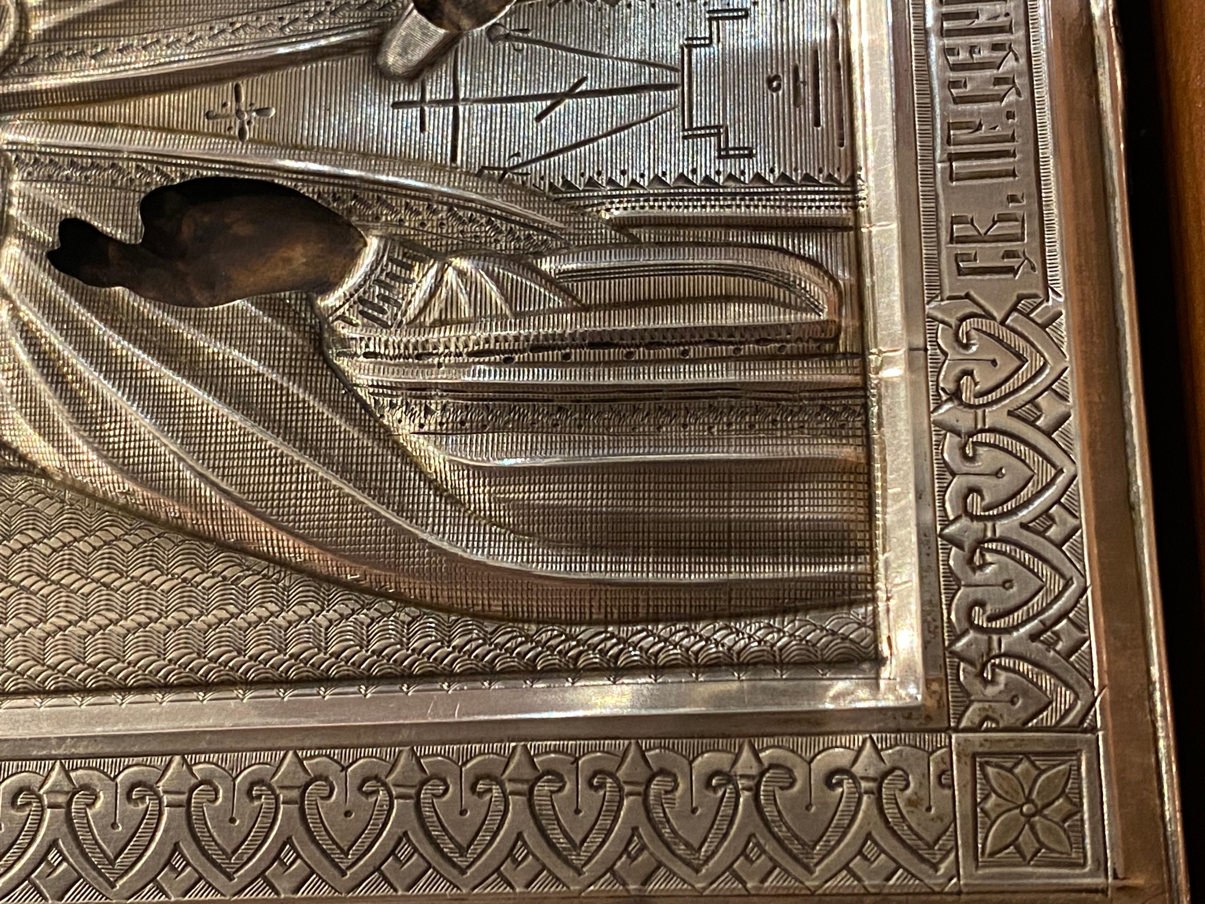 da uomo o donna Antica icona russa in argento e smalto cloisonné di San Sergej di S. Galkin del 1899 ca. in vendita