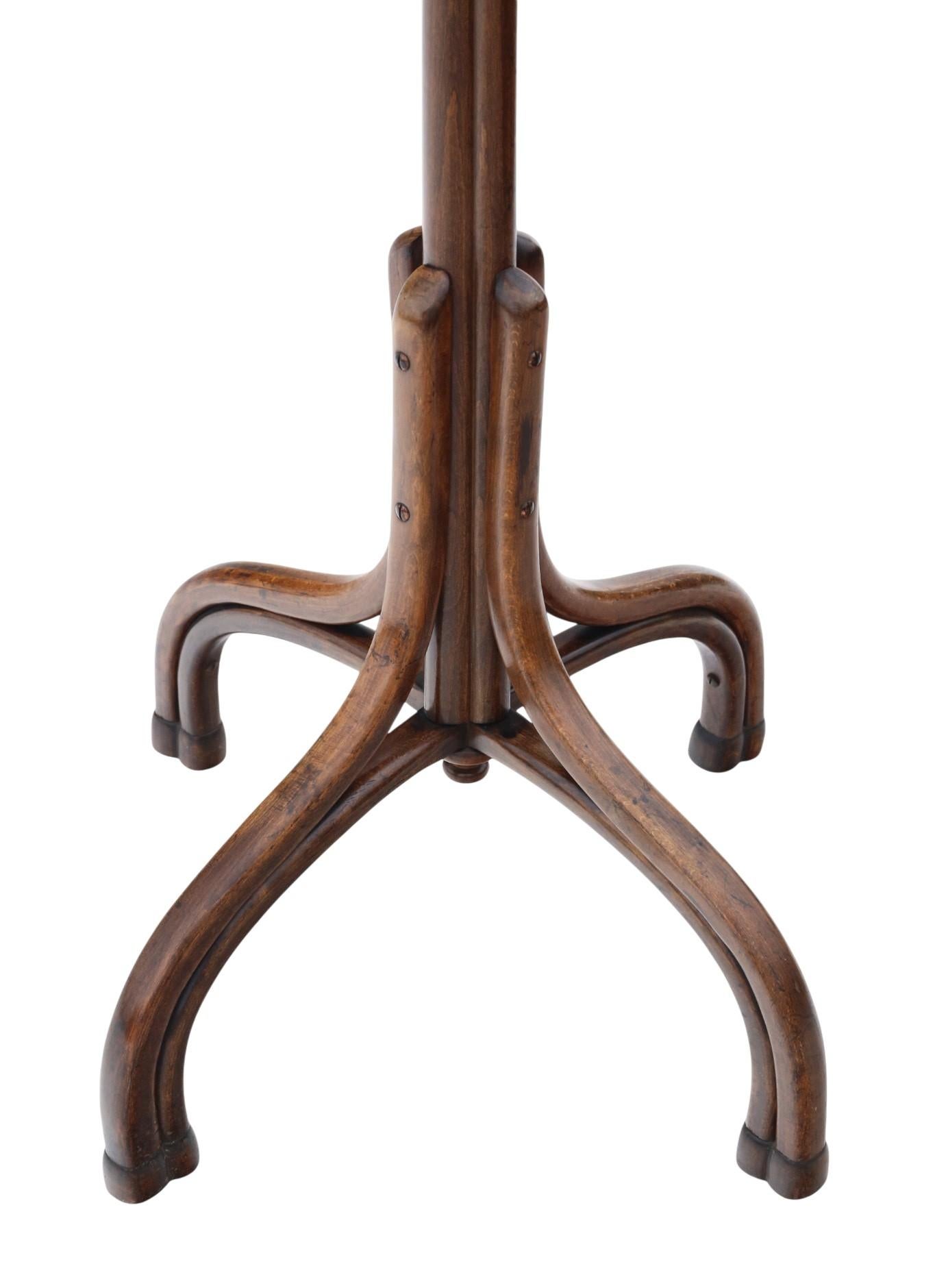 Antiguo perchero y sombrerero de madera curvada Hall c.1900 - Muebles de gran calidad Británico en venta