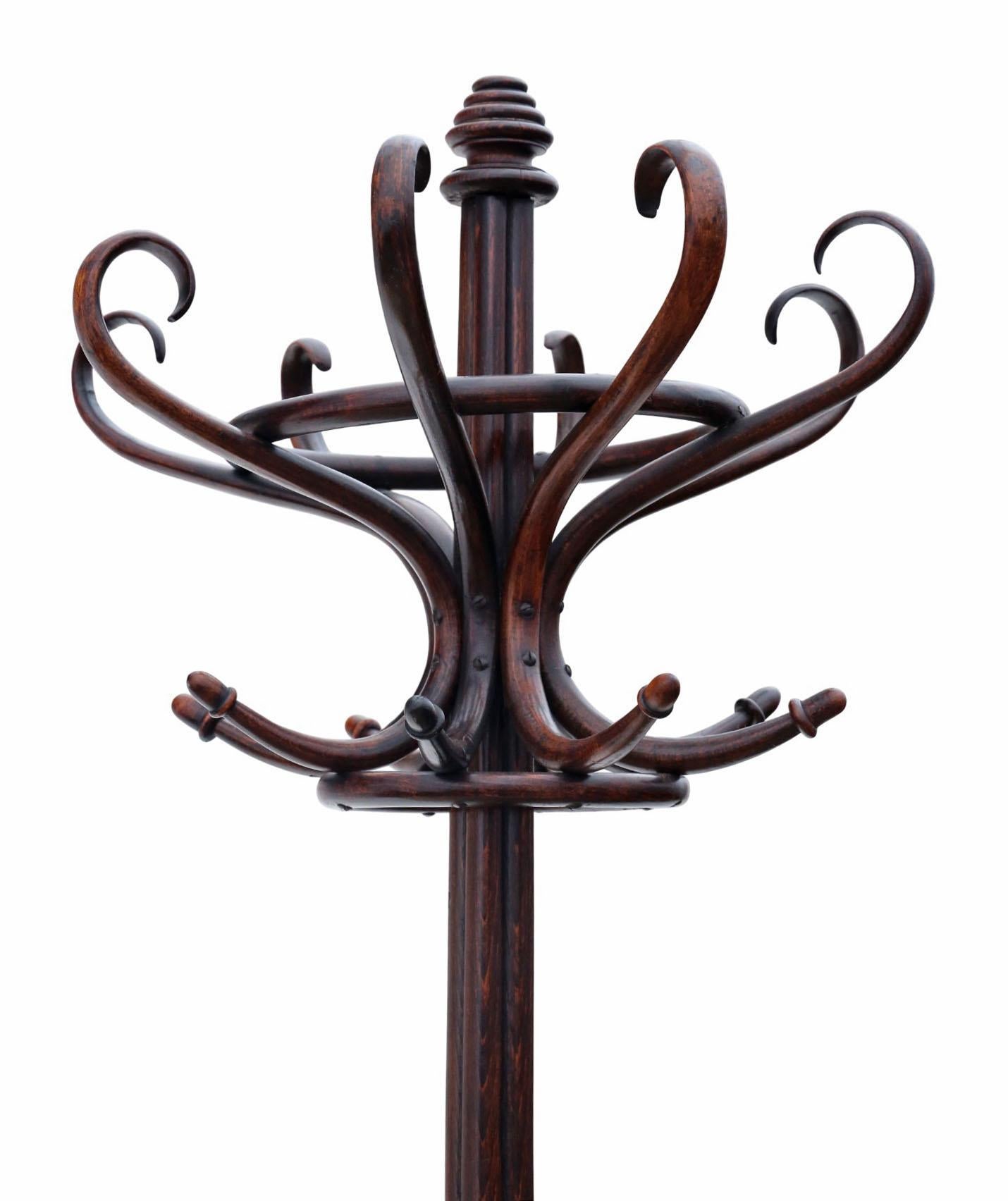 Britannique A.I.C. Hall ancien en bois courbé pour chapeaux, manteaux, bâtons et parapluies en vente