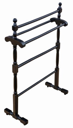 Antique c.1900 Black Ebonised Towel Stand – 5 rails
