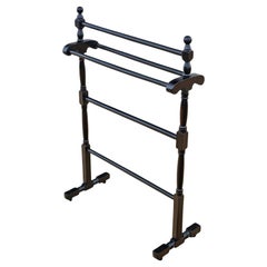 Antique c.1900 Black Ebonised Towel Stand – 5 rails