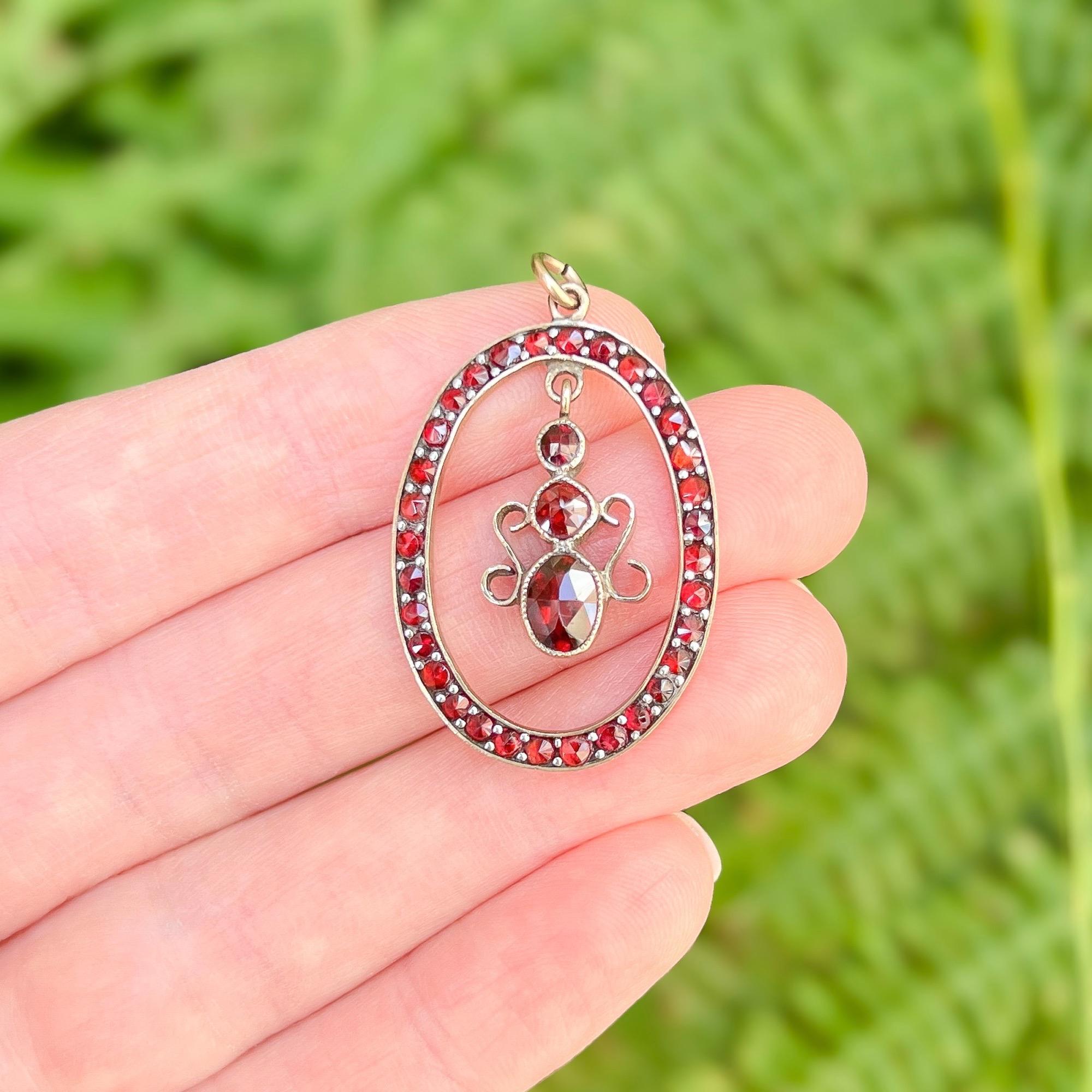Edwardian Antique c.1900 Bohemian Garnet Pendant For Sale