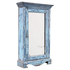 Antique c.1900 Distressed Blue Painted Cabinet Mirror – Early 20th Century Antique c.1900 Distressed Blue Painted Cabinet Mirror – Early 20th Century