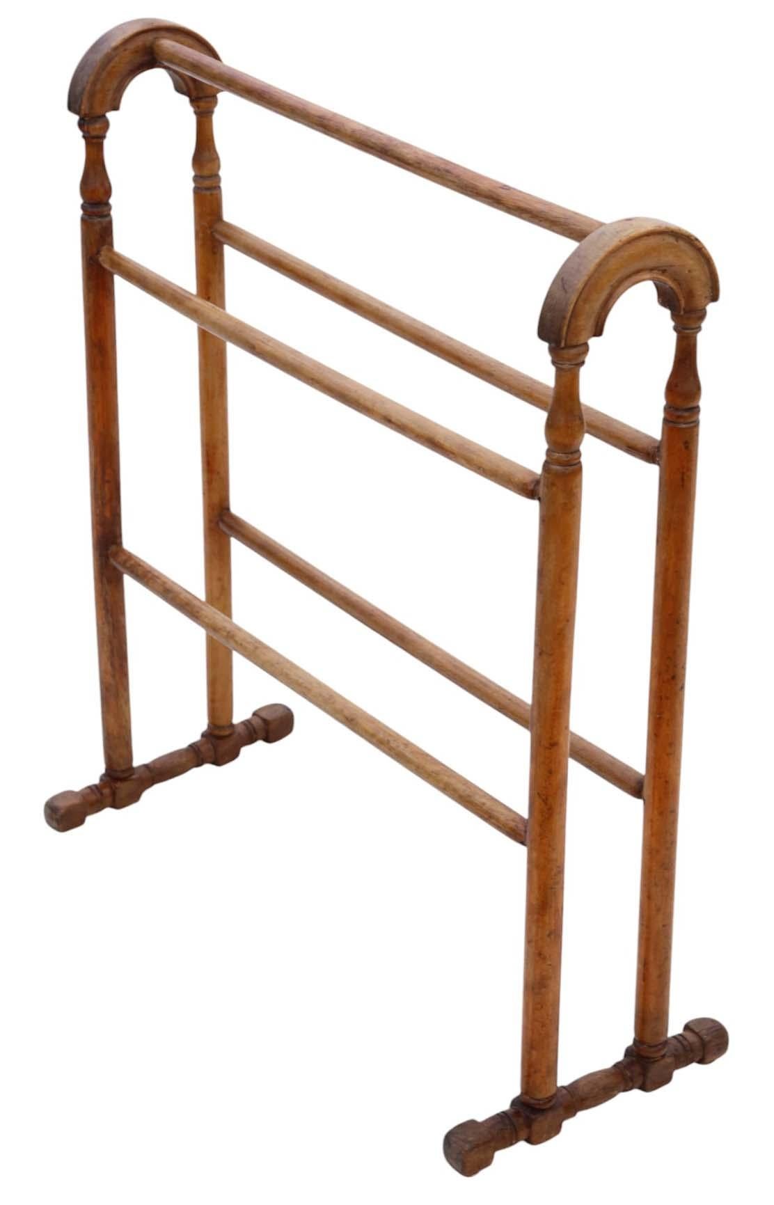 Antique c.1900 Beech & Walnut Towel Rail Stand – Quality With Warm Tones
A fine quality antique towel rail stand from circa 1900, crafted from beech and walnut with a beautiful warm, light colour. This elegant and practical piece is solid, sturdy,