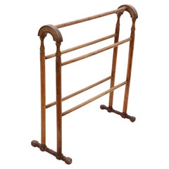 Antique c.1900 Fine Quality Beech & Walnut Towel Rail Stand