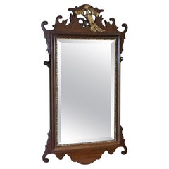 Antique c.1900 Georgian Revival Overmantle Wall Mirror – Fret-Cut Mahogany