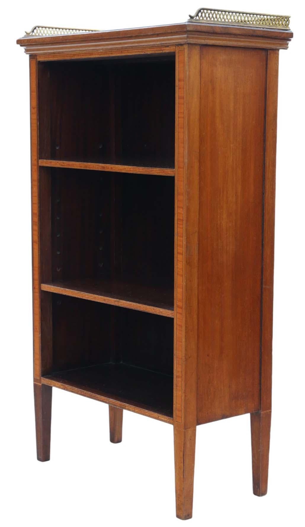Early 20th Century Antique C1900 Inlaid Mahogany Adjustable Bookcase Display Cabinet - Fine Quality For Sale