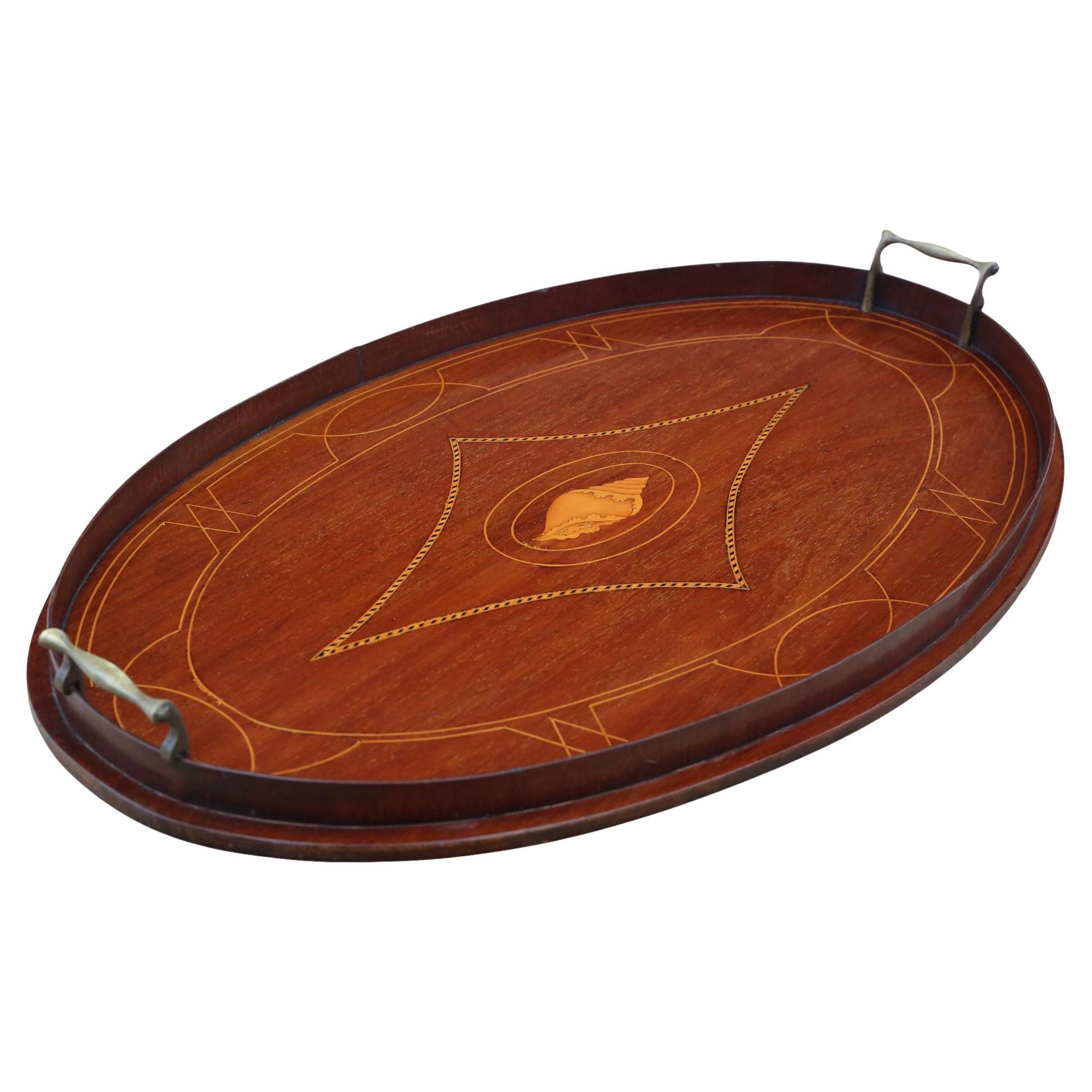 Antique c.1900 Inlaid Mahogany Serving Tray – Fine Quality