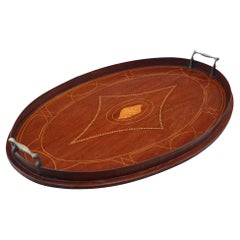 Antique c.1900 Inlaid Mahogany Serving Tray – Fine Quality