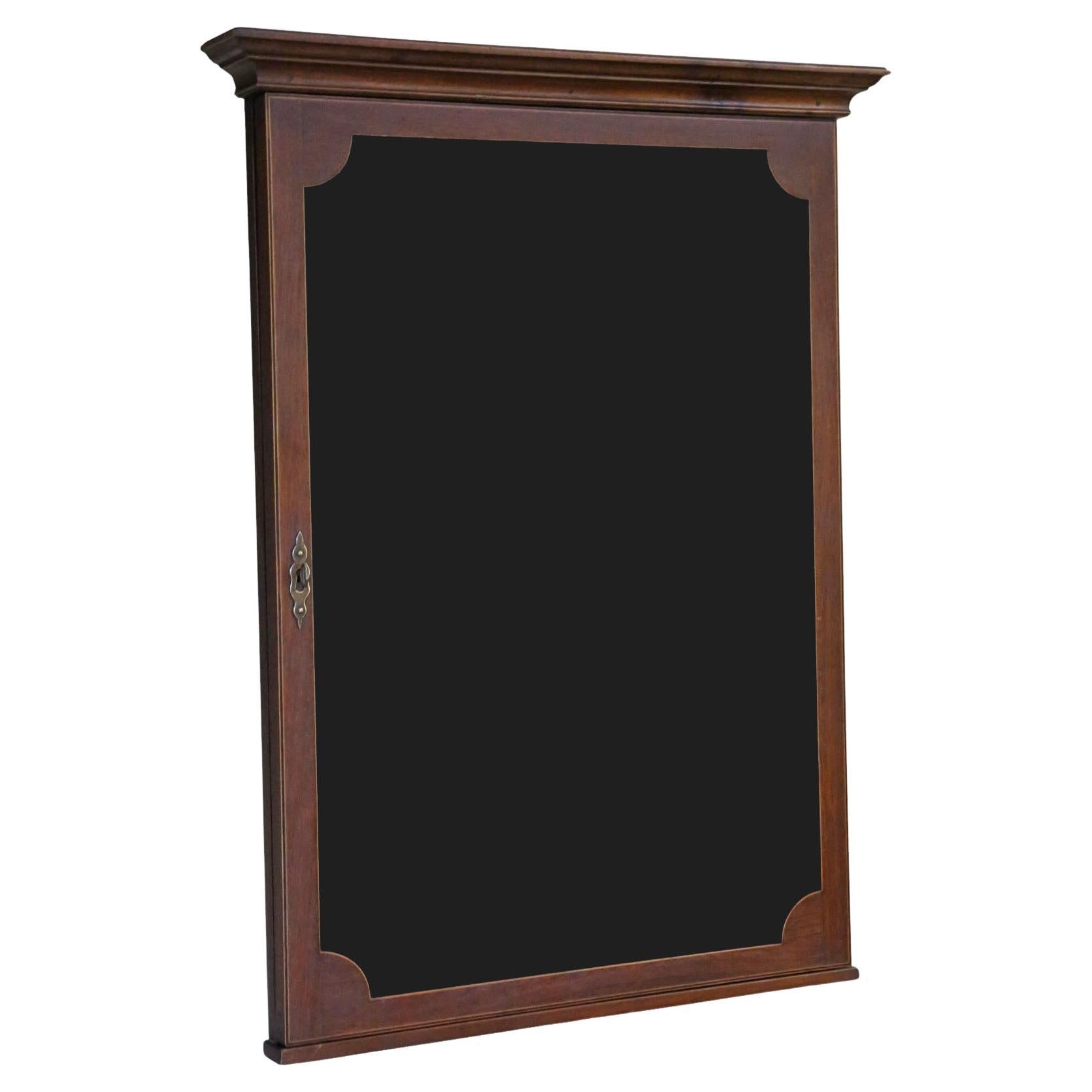 Antique c.1900 Inlaid Mahogany Wall Collectors Cabinet – Fine Quality Cabinet For Sale