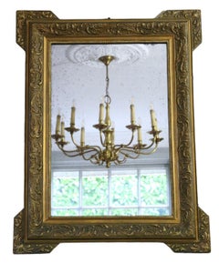 Antique C1900 large fine quality gilt overmantle wall mirror