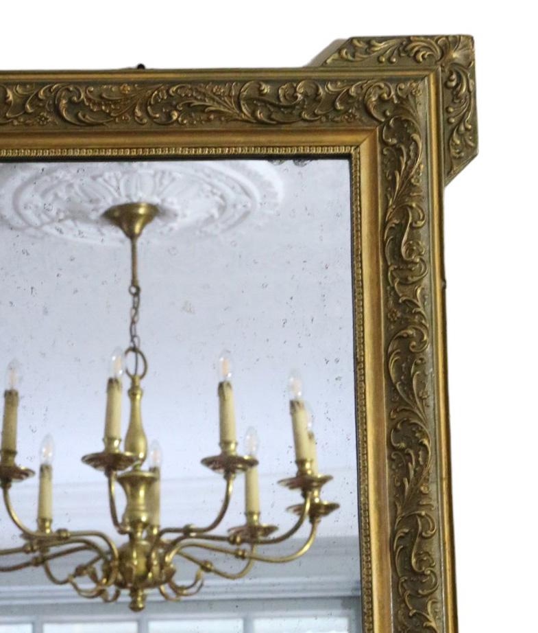 Antique C1900 large fine quality gilt overmantle wall mirror In Good Condition For Sale In Wisbech, Cambridgeshire
