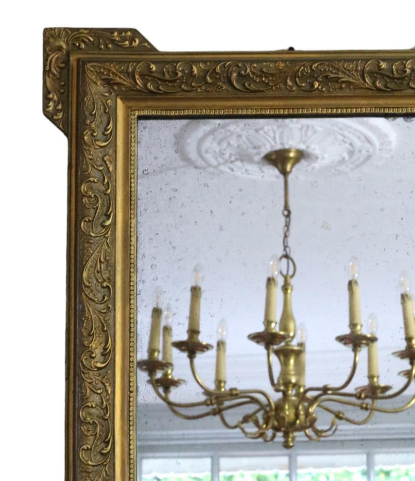 20th Century Antique C1900 large fine quality gilt overmantle wall mirror For Sale