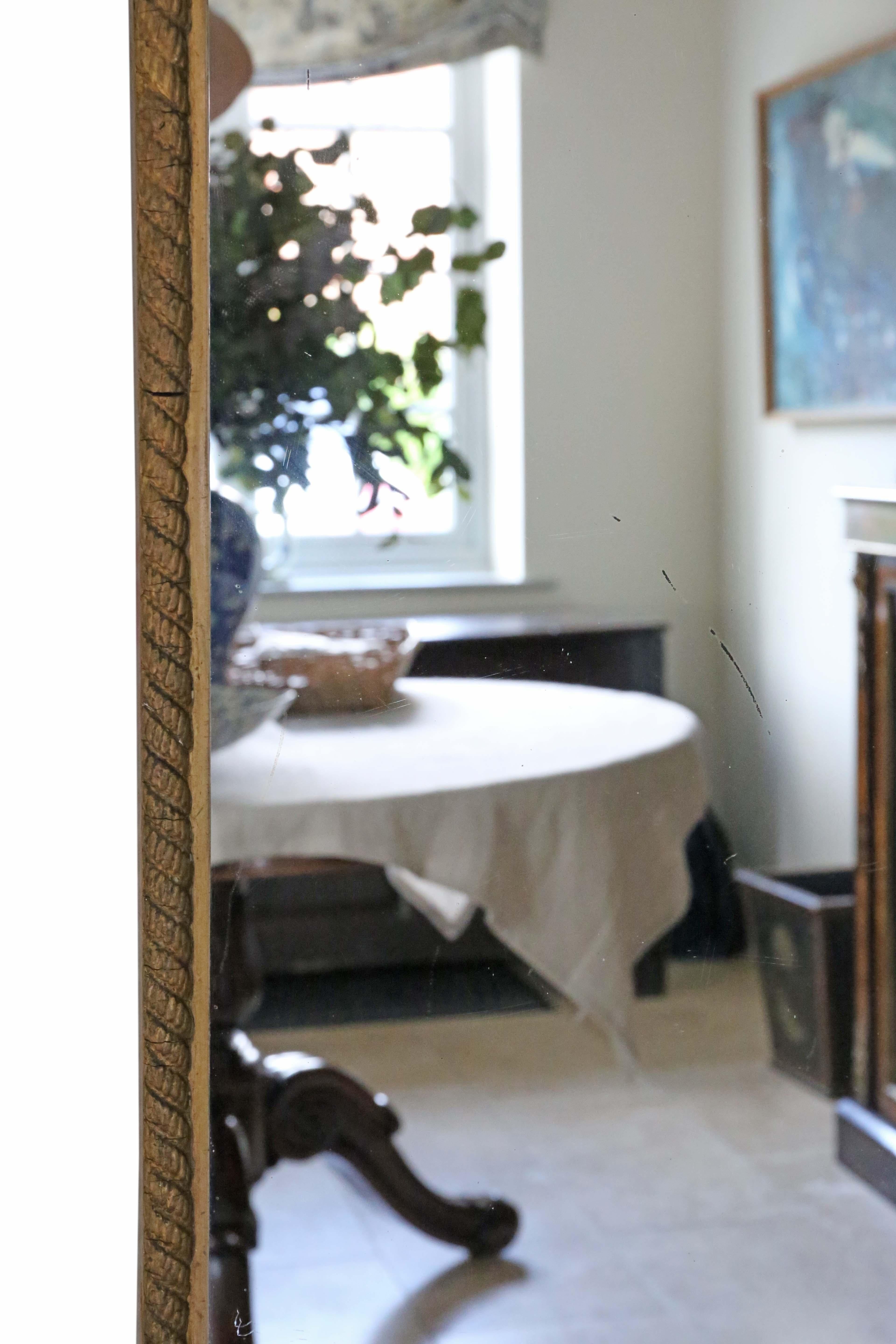 Vetro Antique Mirror del C1900, grande specchio da parete a tutta altezza dorato - Qualità in vendita