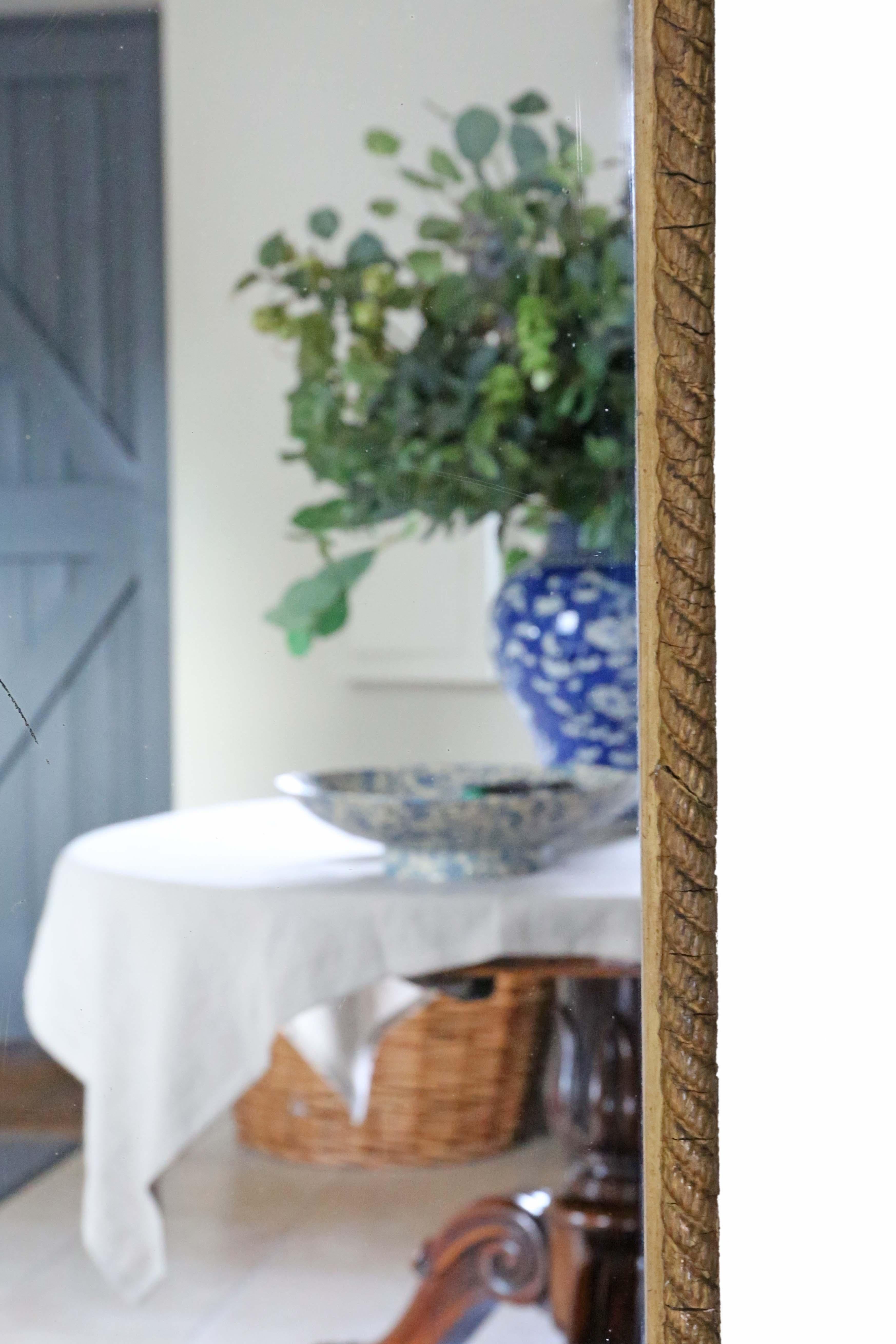 Antique Mirror del C1900, grande specchio da parete a tutta altezza dorato - Qualità in vendita 1