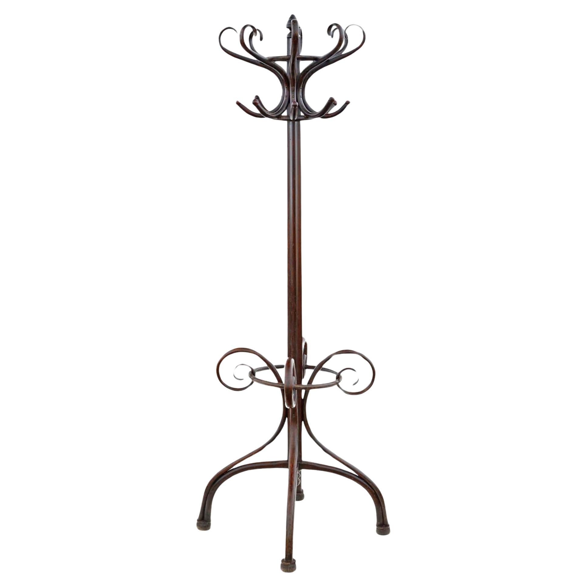 Antique C1900 large quality bentwood hall, coat or hat stand For Sale