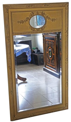 Antique C1900 Large Quality Gilt Floor Wall Overmantle Trumeau Mirror