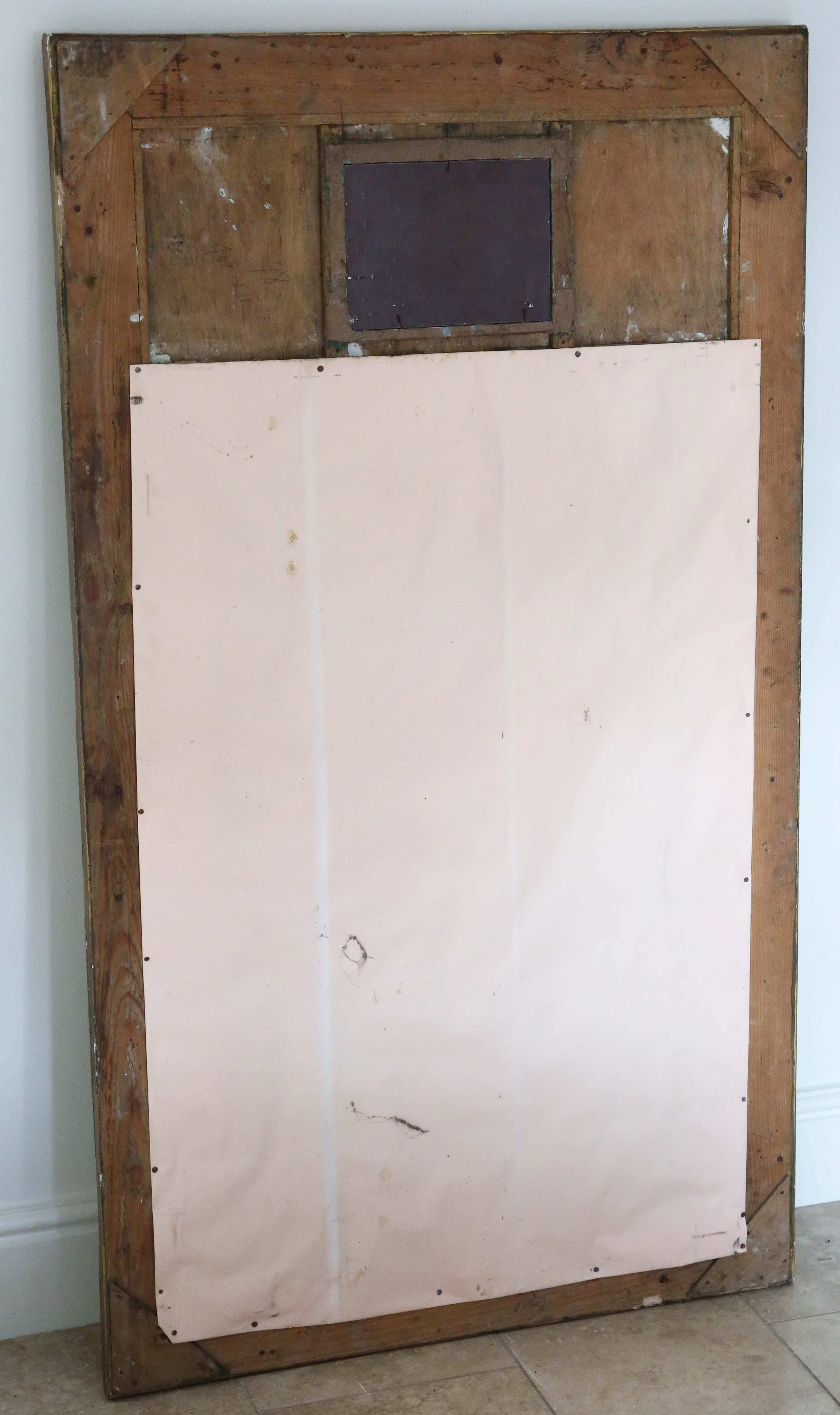 Glass Antique C1900 Large Quality Gilt Floor Wall Overmantle Trumeau Mirror For Sale