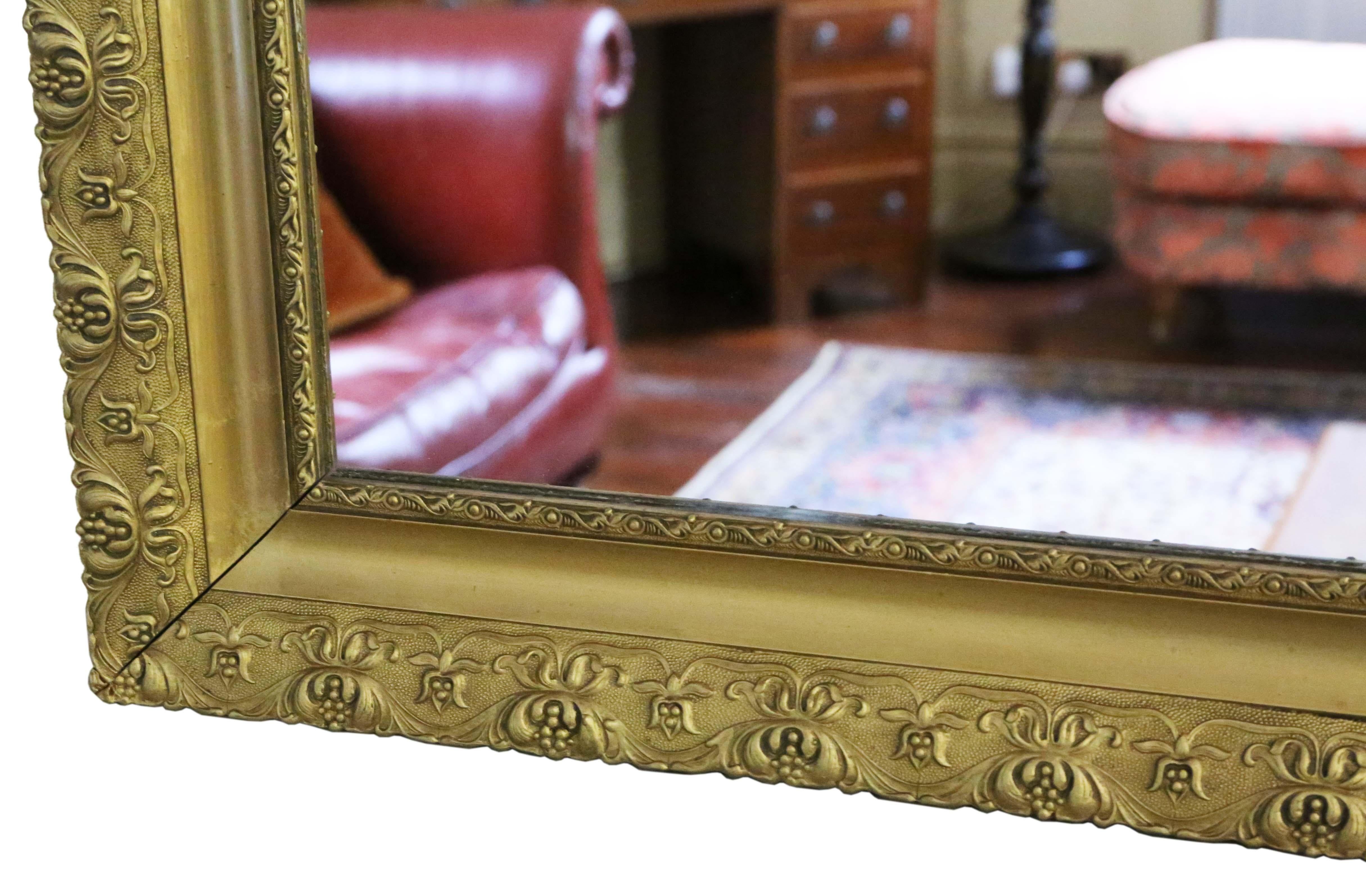  Antique C1900 large quality gilt overmantle wall mirror For Sale 1
