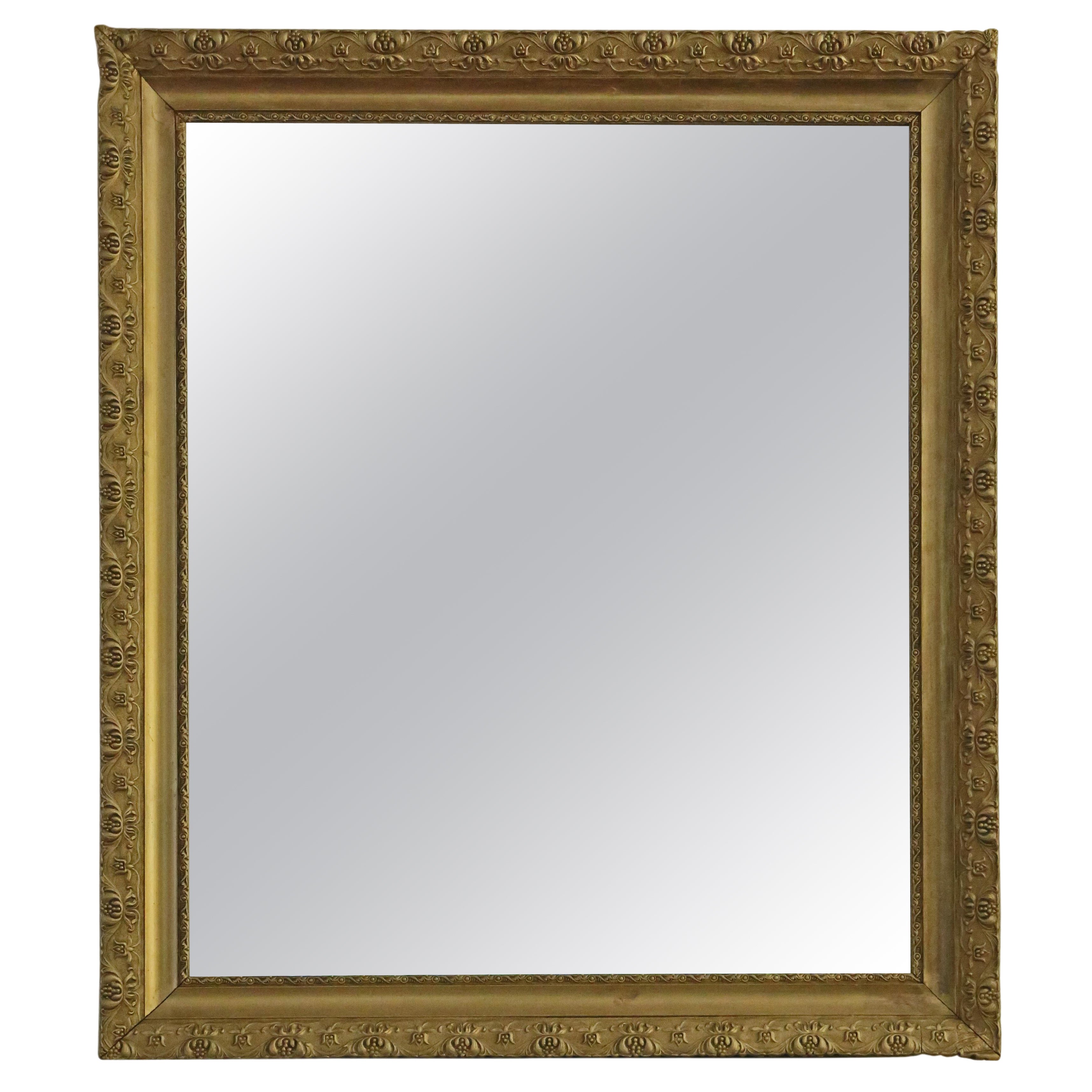 Antique C1900 large quality gilt overmantle wall mirror For Sale