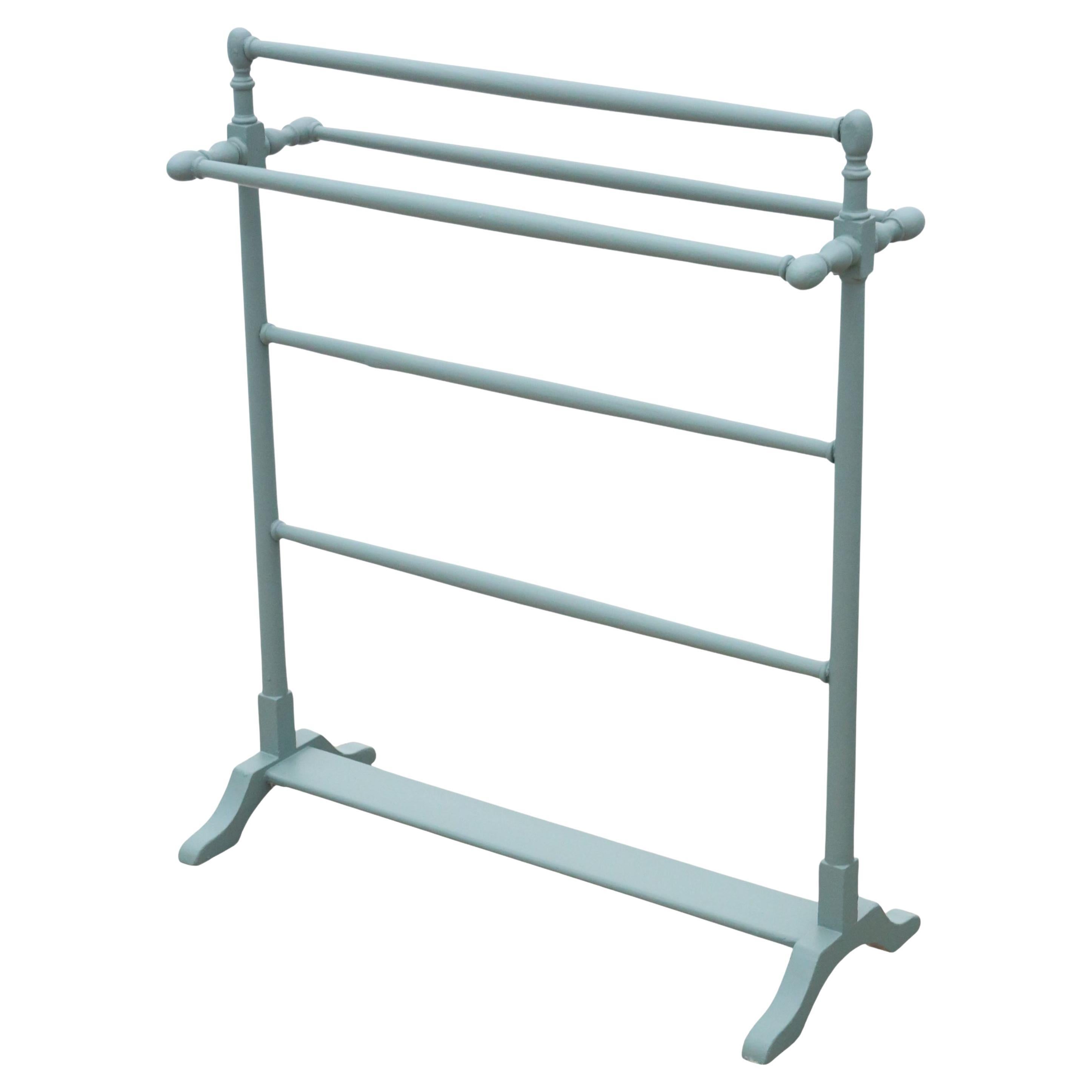 Antique c.1900 Painted Beech Towel Stand with 5 Rails – Fine Quality