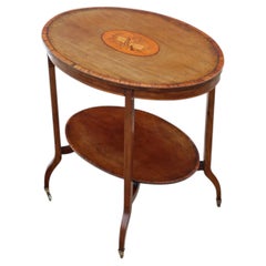 Antique c.1900 Quality Oval Inlaid and Decorated Satin Walnut Centre Table