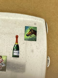 Antique c1900's Continental (Austrian) Silver & Enamel Cigarette Case. 9cm wide.