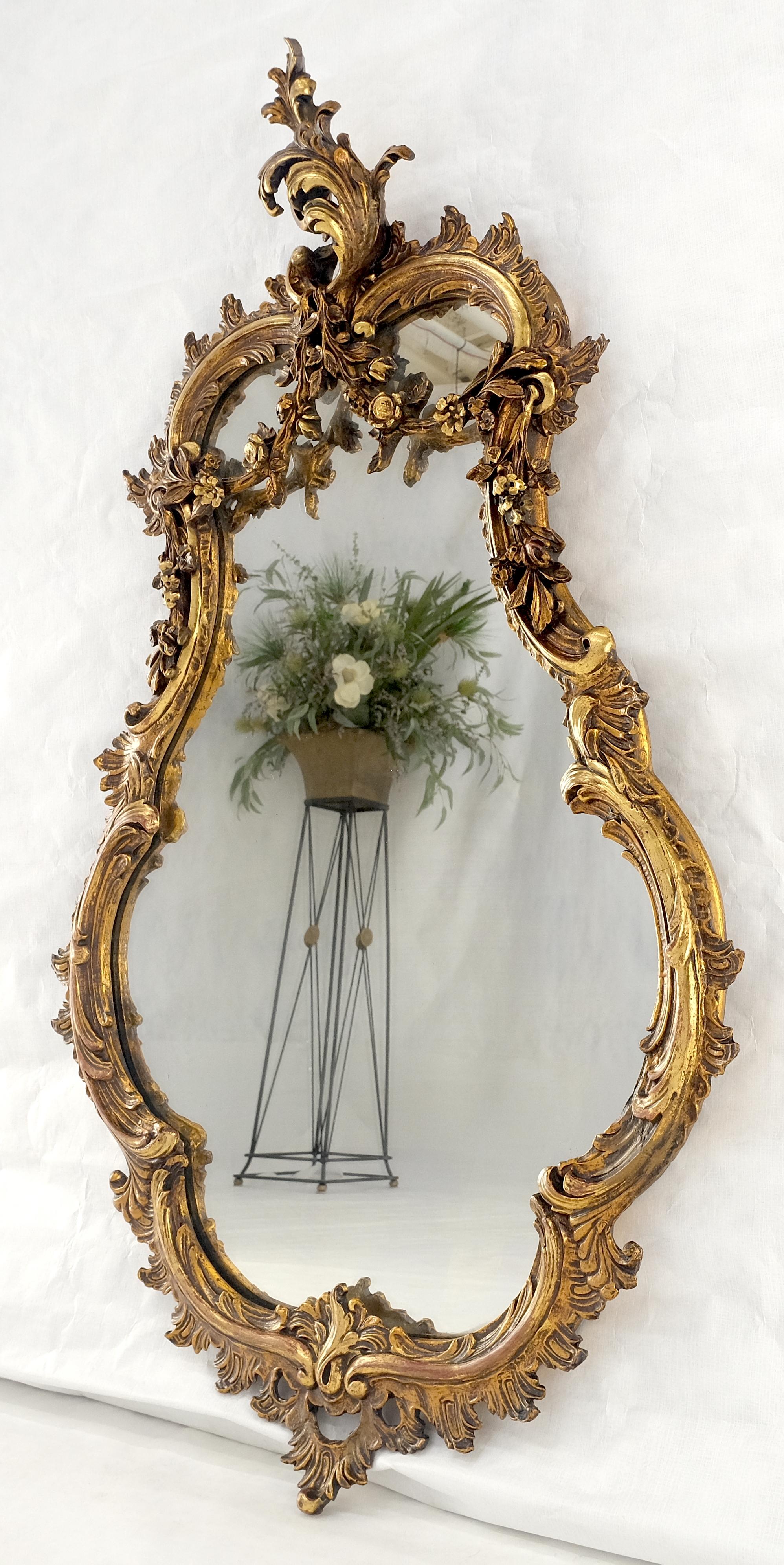 Antique c1900s Fine Gesso Rococo Style Tear Drop Shape Wall Mirror en venta 2