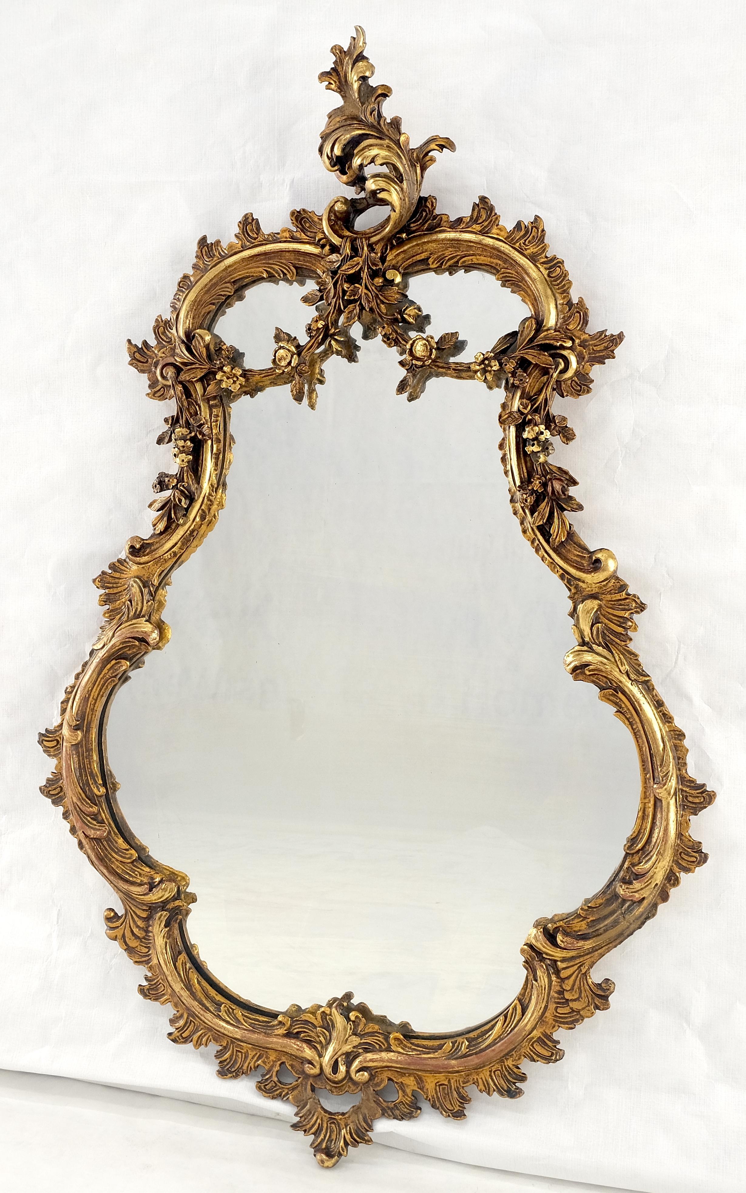 Antique c1900s Fine Gesso Rococo Style Tear Drop Shape Wall Mirror en venta 3