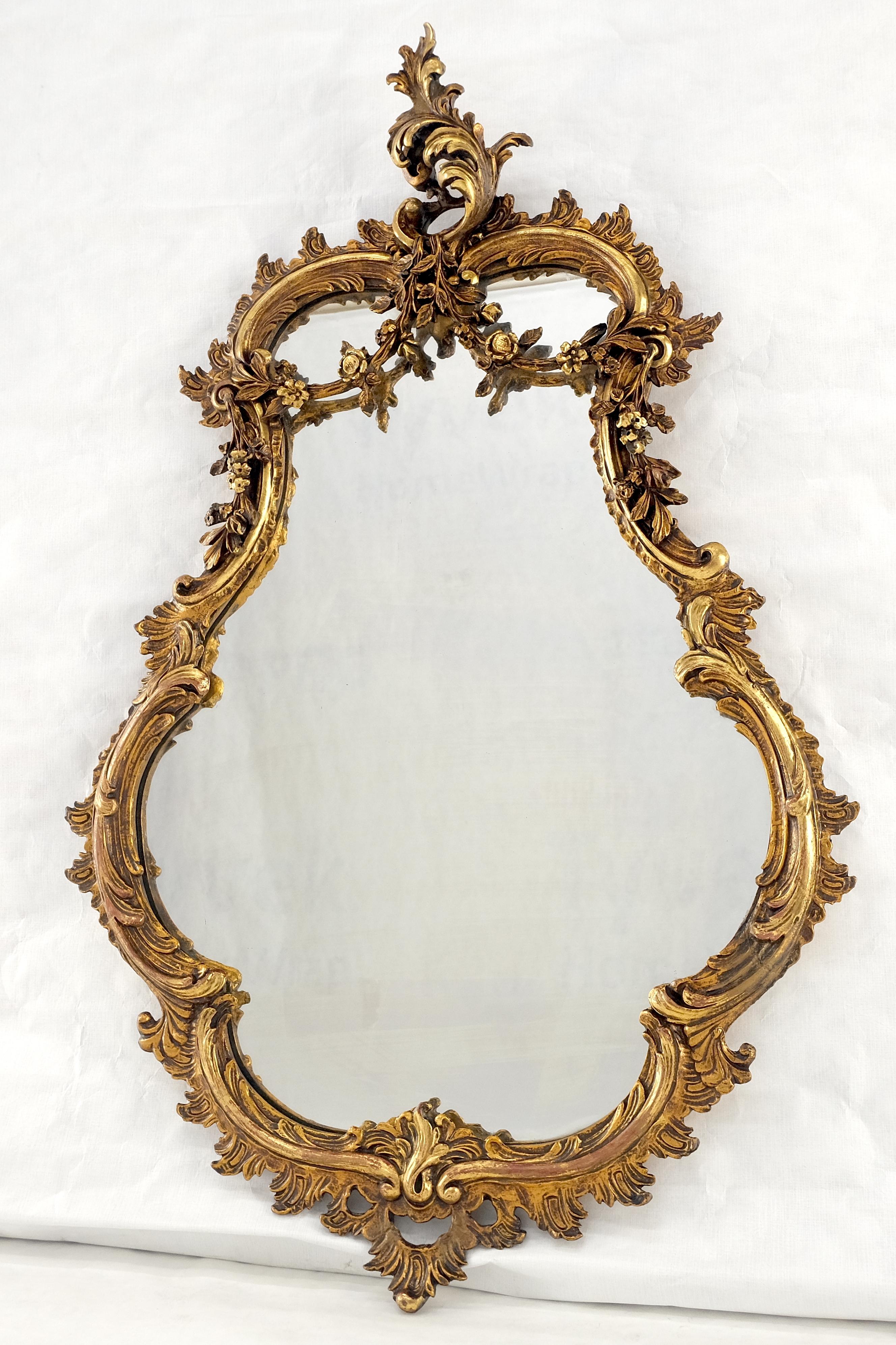 Antique c1900s Fine Gesso Rococo Style Tear Drop Shape Wall Mirror en venta 4