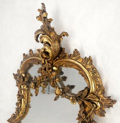 Antique c1900s Fine Gilt Gesso Rococo Style Tear Drop Shape Wall Mirror